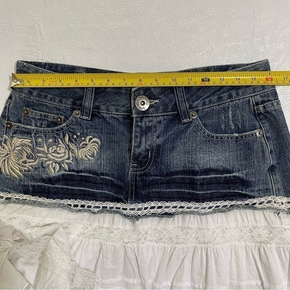 NWT Lucy Paris Denim and Lace Western Layered Skirt - Picture 15 of 16